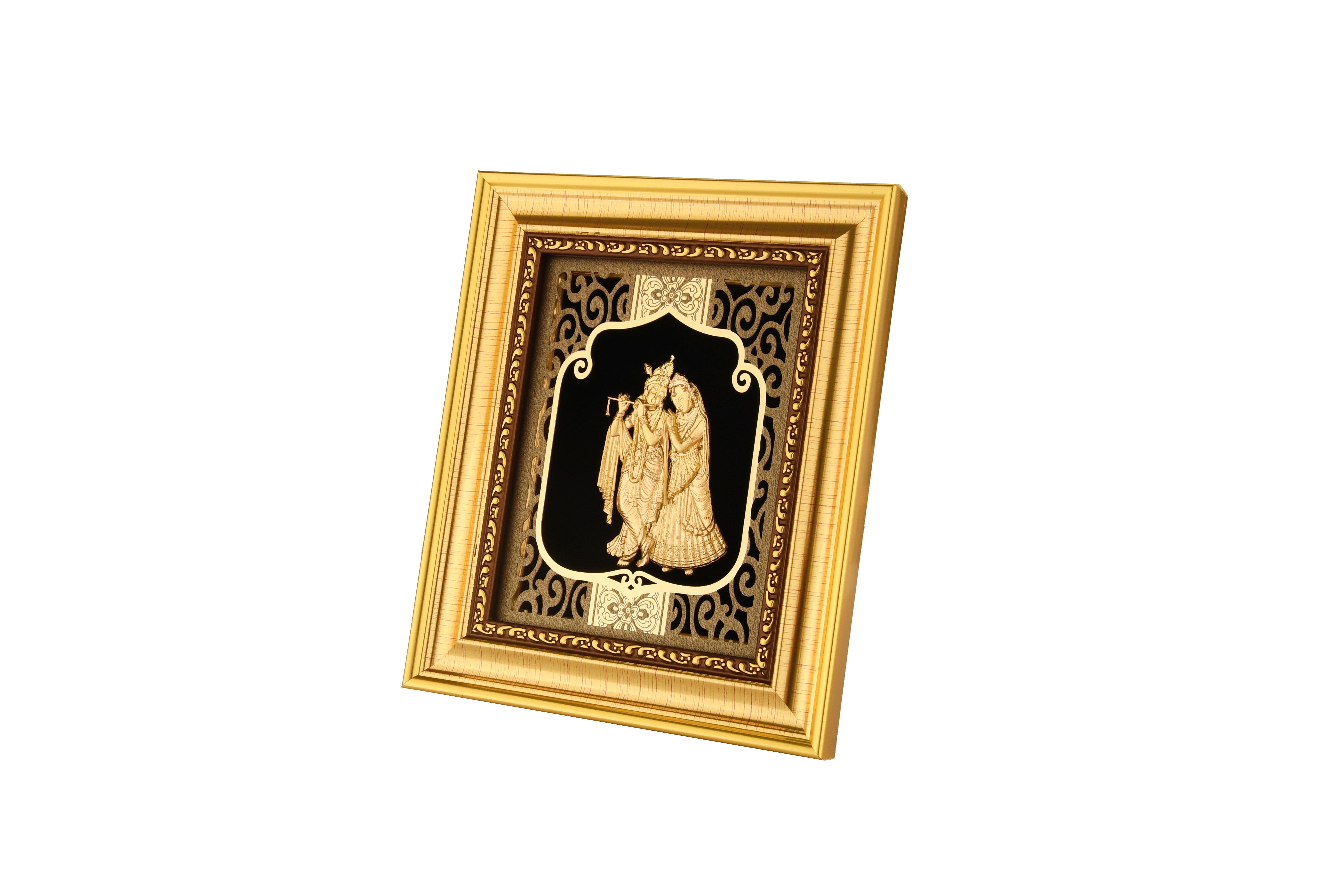 Krishna 24K Gold Foil Painting with Shiny Gold Versatile Frame, 6x7 Inches
