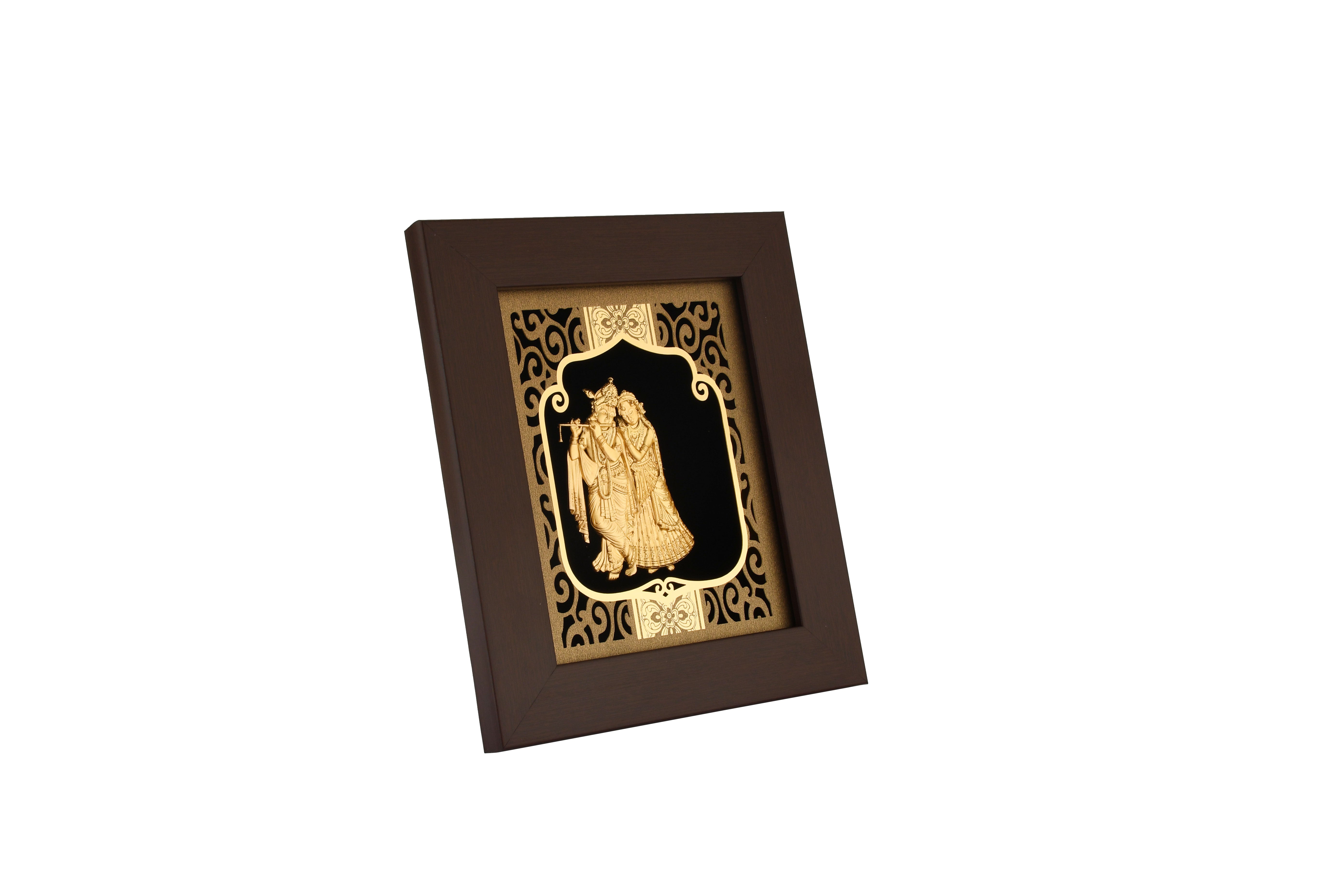 Krishna 24K Gold Foil Painting with Burgundy Versatile Frame, 6x7 Inches