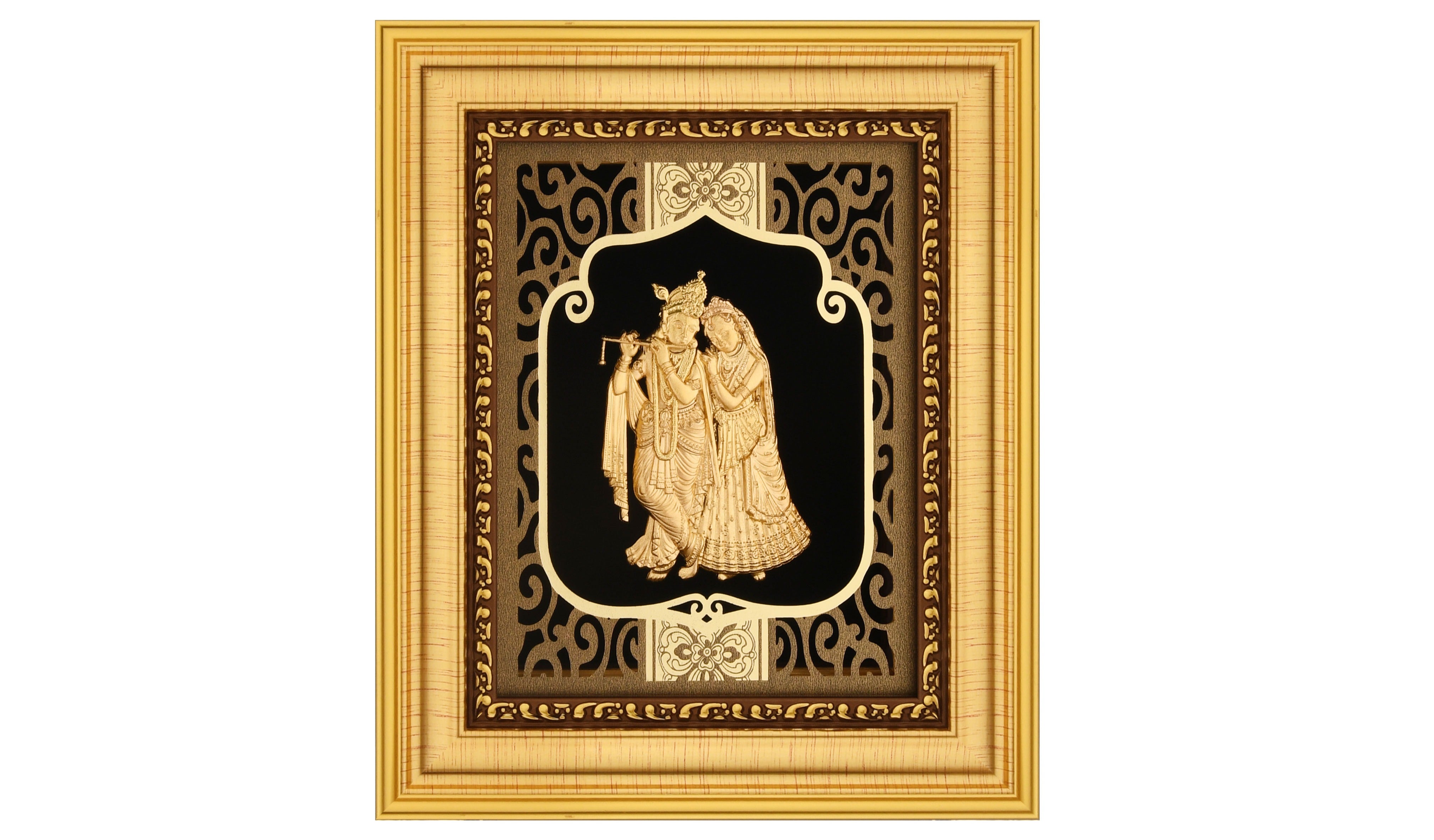 Krishna 24K Gold Foil Painting with Shiny Gold Versatile Frame, 6x7 Inches