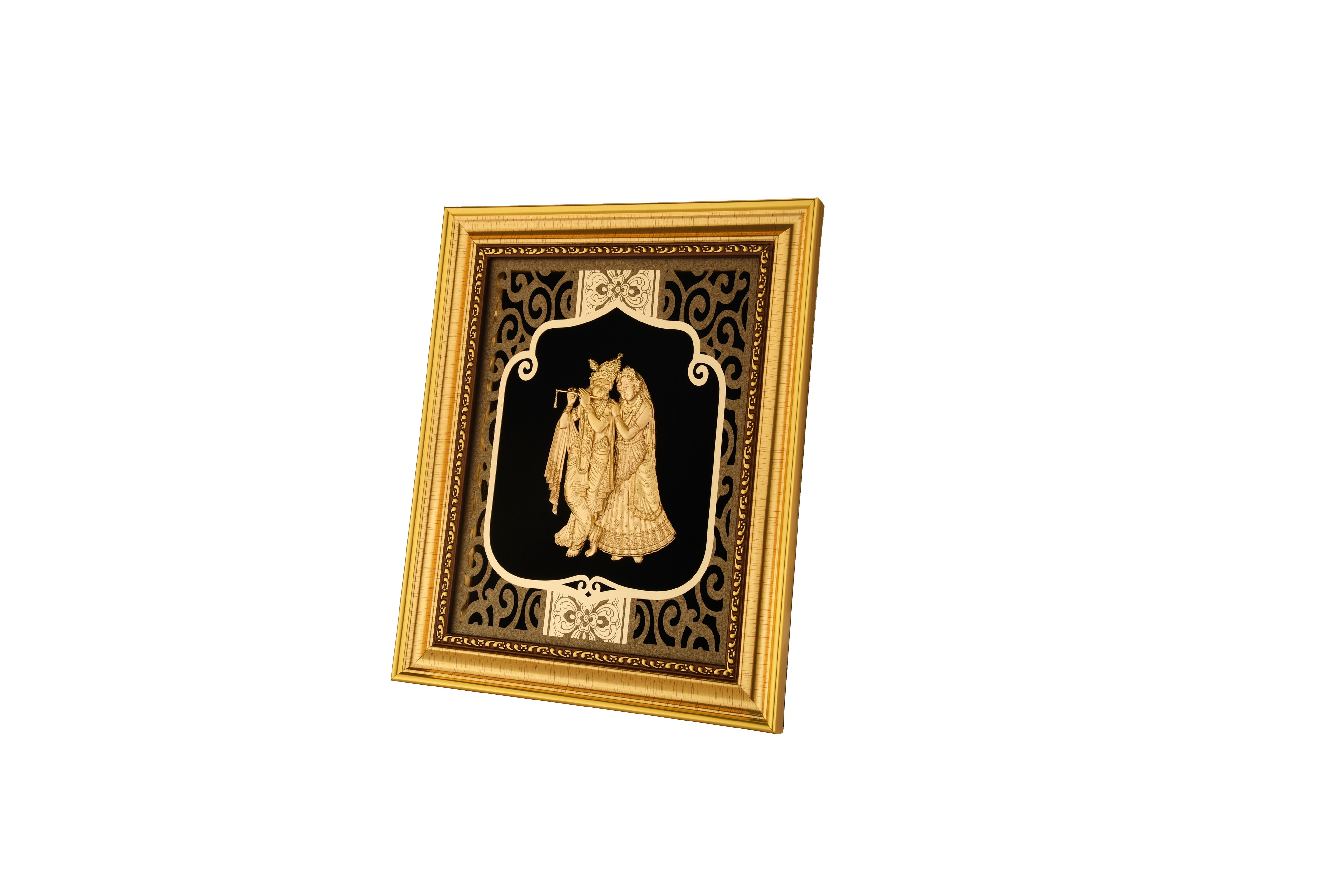 Krishna 24K Gold Foil Painting with Shiny Gold Versatile Frame, 8x10 Inches