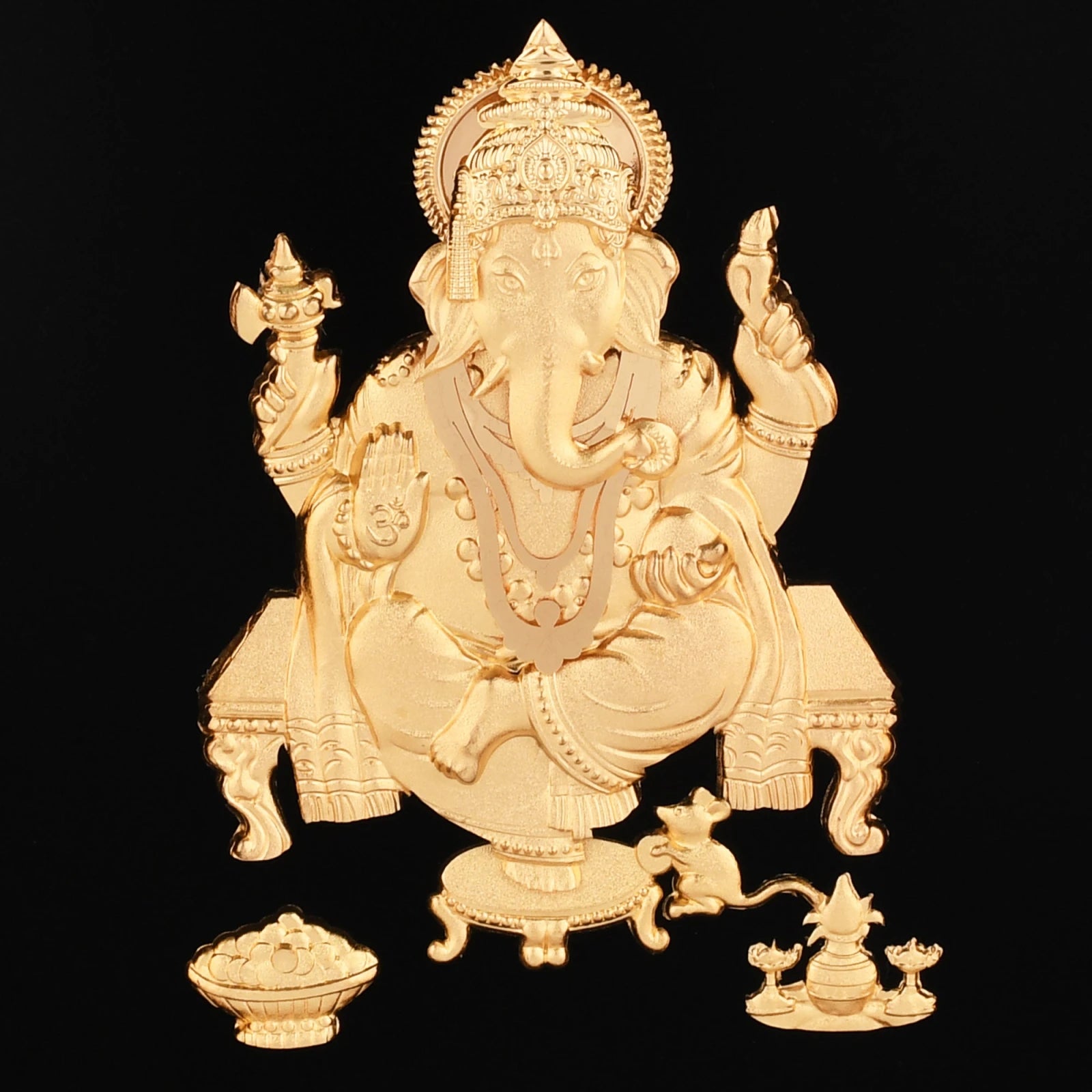 Ganesha 24K Gold Foil Painting with Shiny Gold Versatile Frame, 8x10 Inches