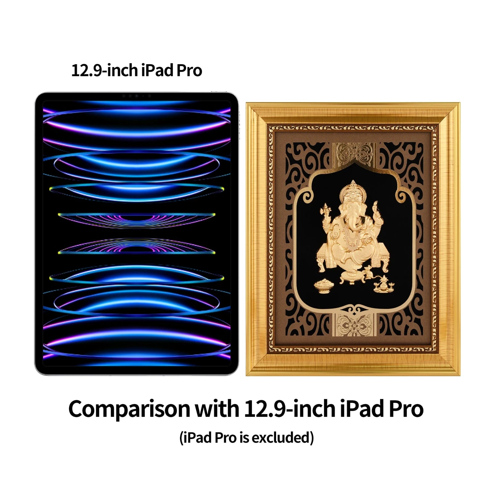 Ganesha 24K Gold Foil Painting with Shiny Gold Versatile Frame, 8x10 Inches