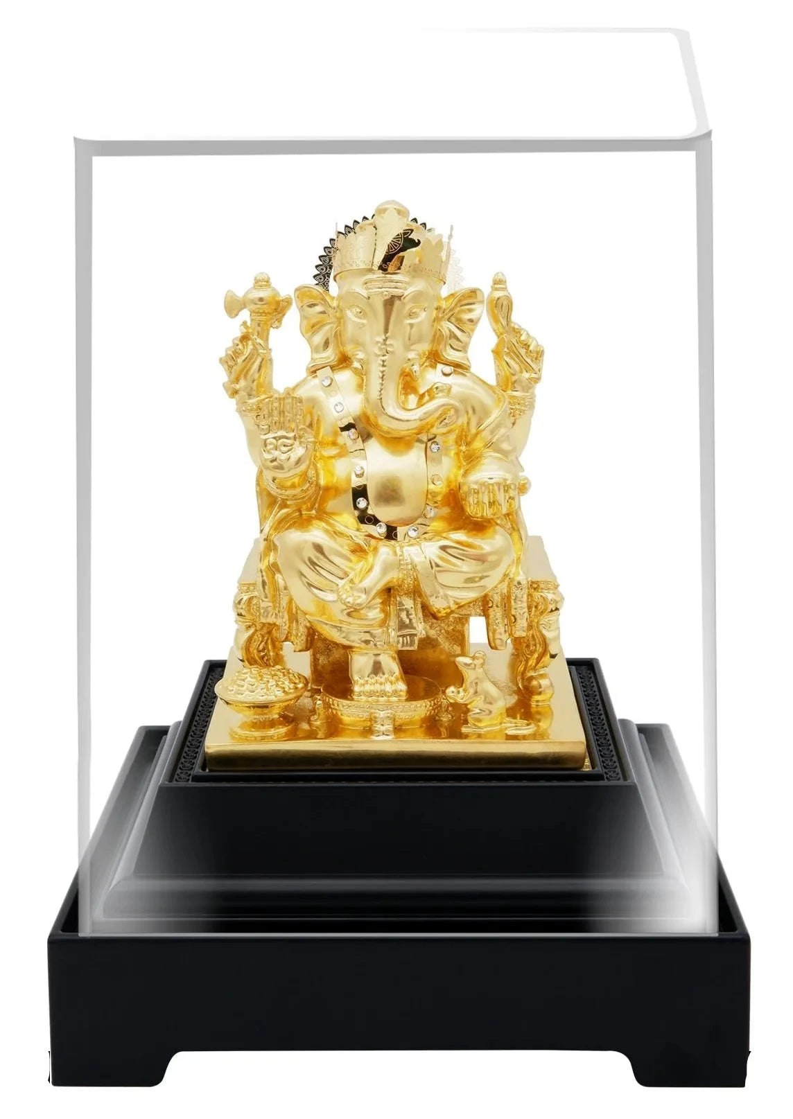 Ganesha 24K Gold Gilded Statue Desk Deco, 4.7x4.1x7.5 Inches