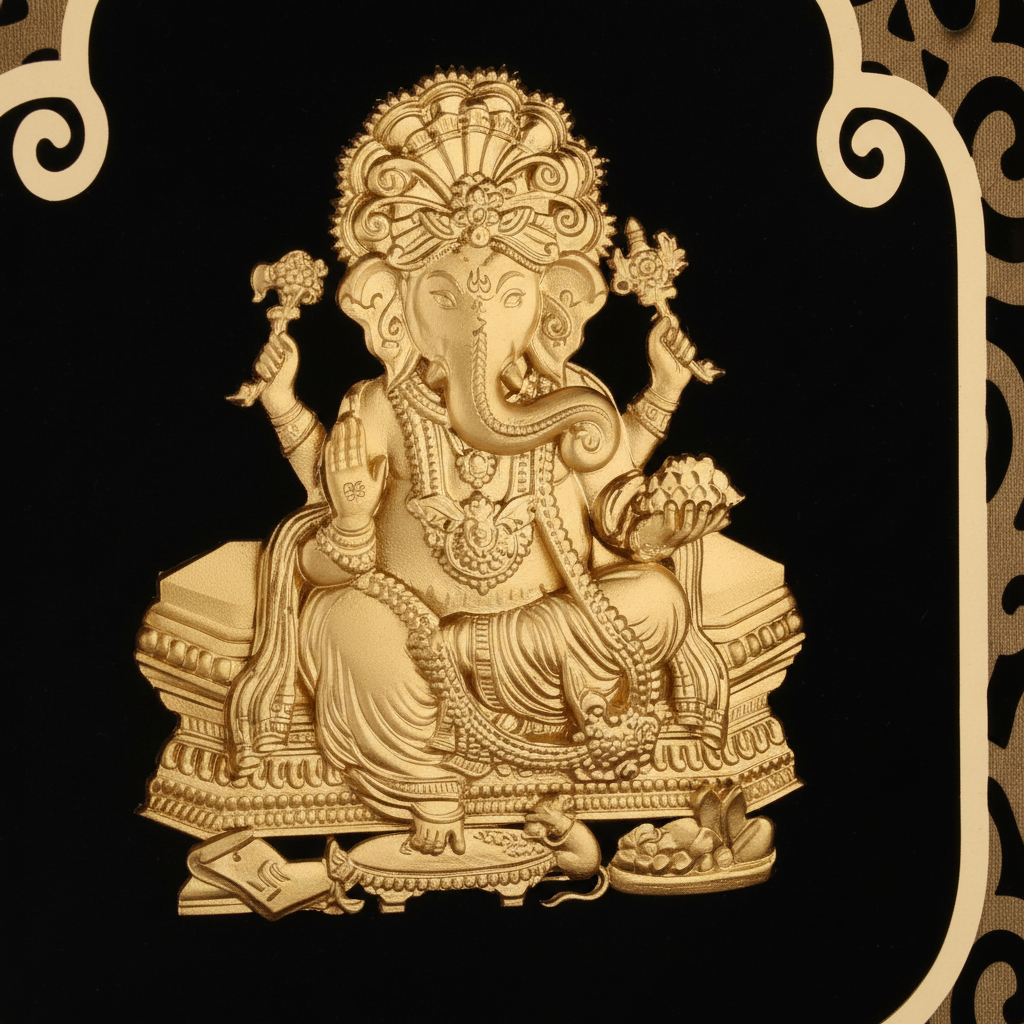 ganesha-ji-24k-gold-foil-painting-8x10-detail-close-up-3d-relief-elephant-head-moksha-craft