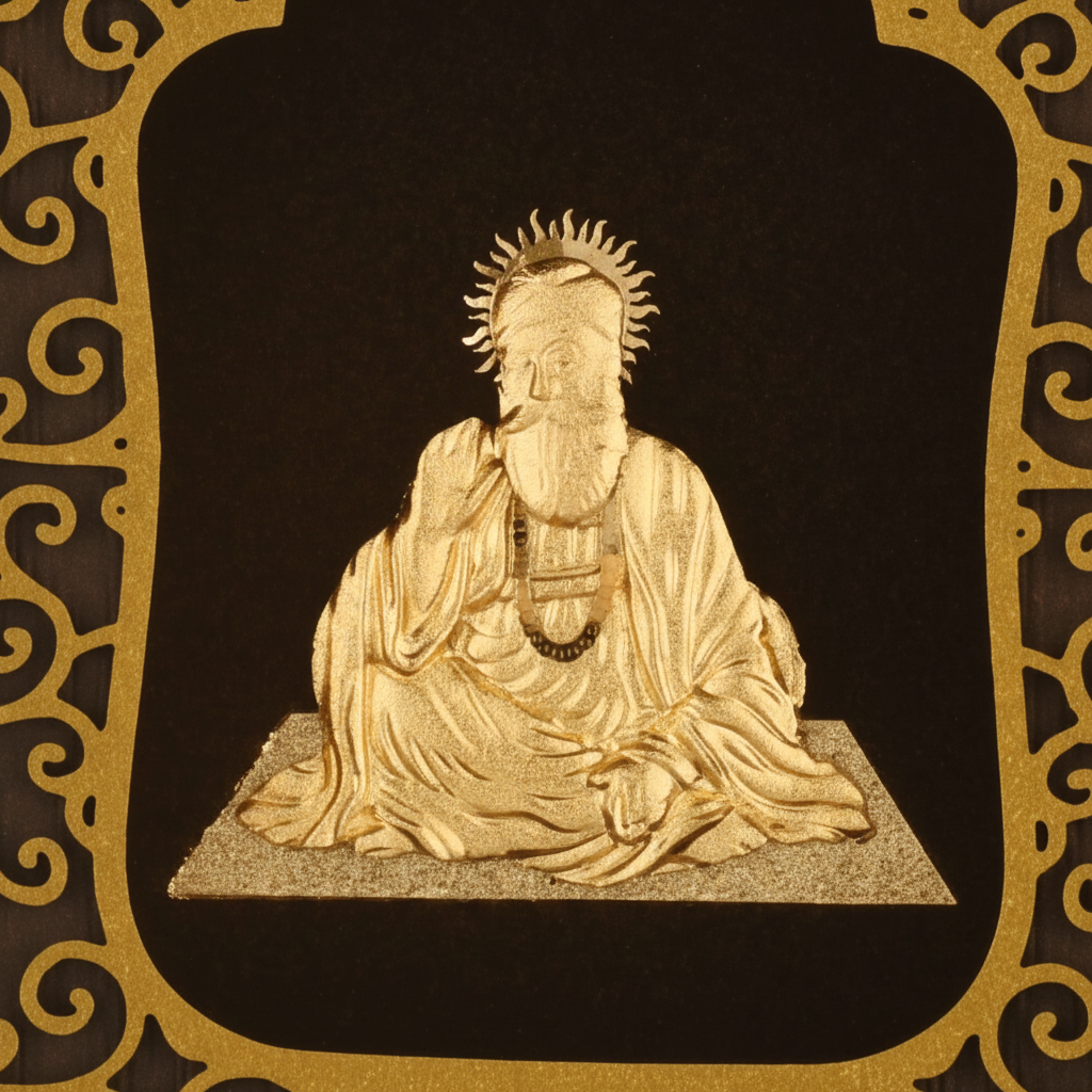 guru-ji-24k-gold-foil-painting-2x3-detail-close-up-3d-relief-moksha-craft