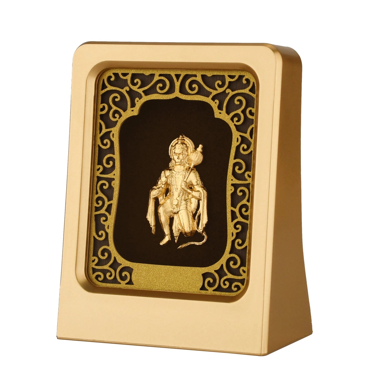 Hanuman 24K Gold Foil Painting with Matte Gold Tabletop Frame, 2x3 Inches