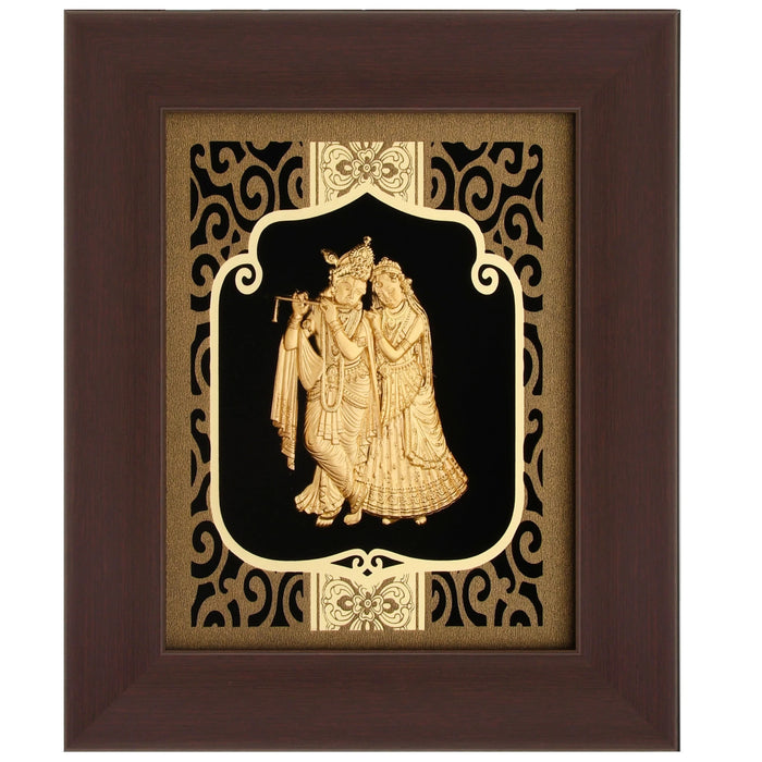 Krishna 24K Gold Foil Painting with Burgundy Versatile Frame, 6x7 Inches
