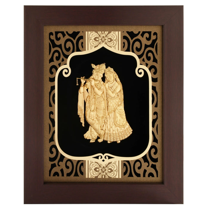 Krishna 24K Gold Foil Painting with Burgundy Versatile Frame, 8x10 Inches