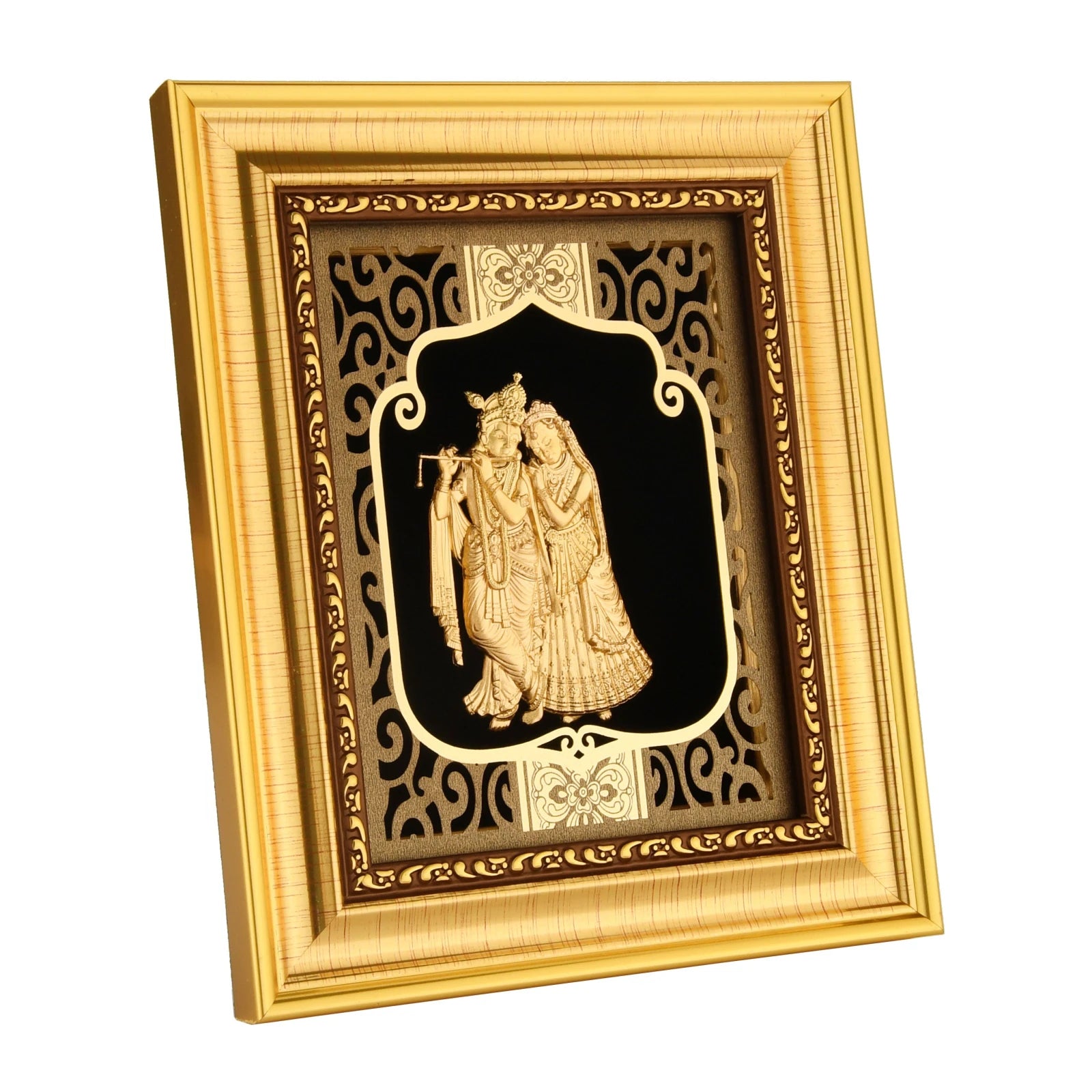 Krishna 24K Gold Foil Painting with Shiny Gold Versatile Frame, 6x7 Inches