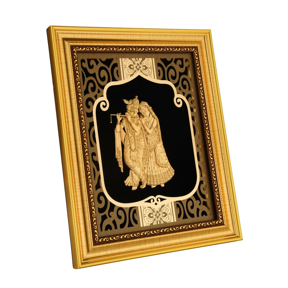 Krishna 24K Gold Foil Painting with Shiny Gold Versatile Frame, 8x10 Inches