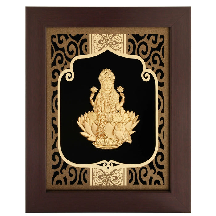 Lakshmi Ji 24K Gold Foil Painting with Burgundy Versatile Frame, 8x10 Inches