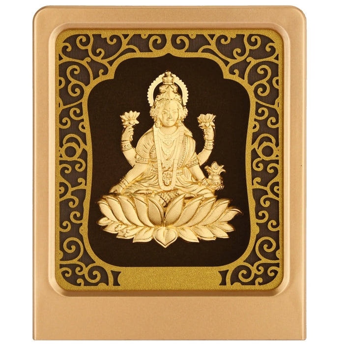 Lakshmi Ji 24K Gold Foil Painting with Matte Gold Tabletop Frame, 3x4 Inches