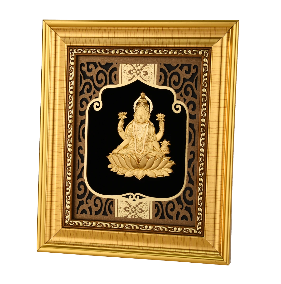 Lakshmi 24K Gold Foil Painting with Shiny Gold Versatile Frame, 6x7 Inches