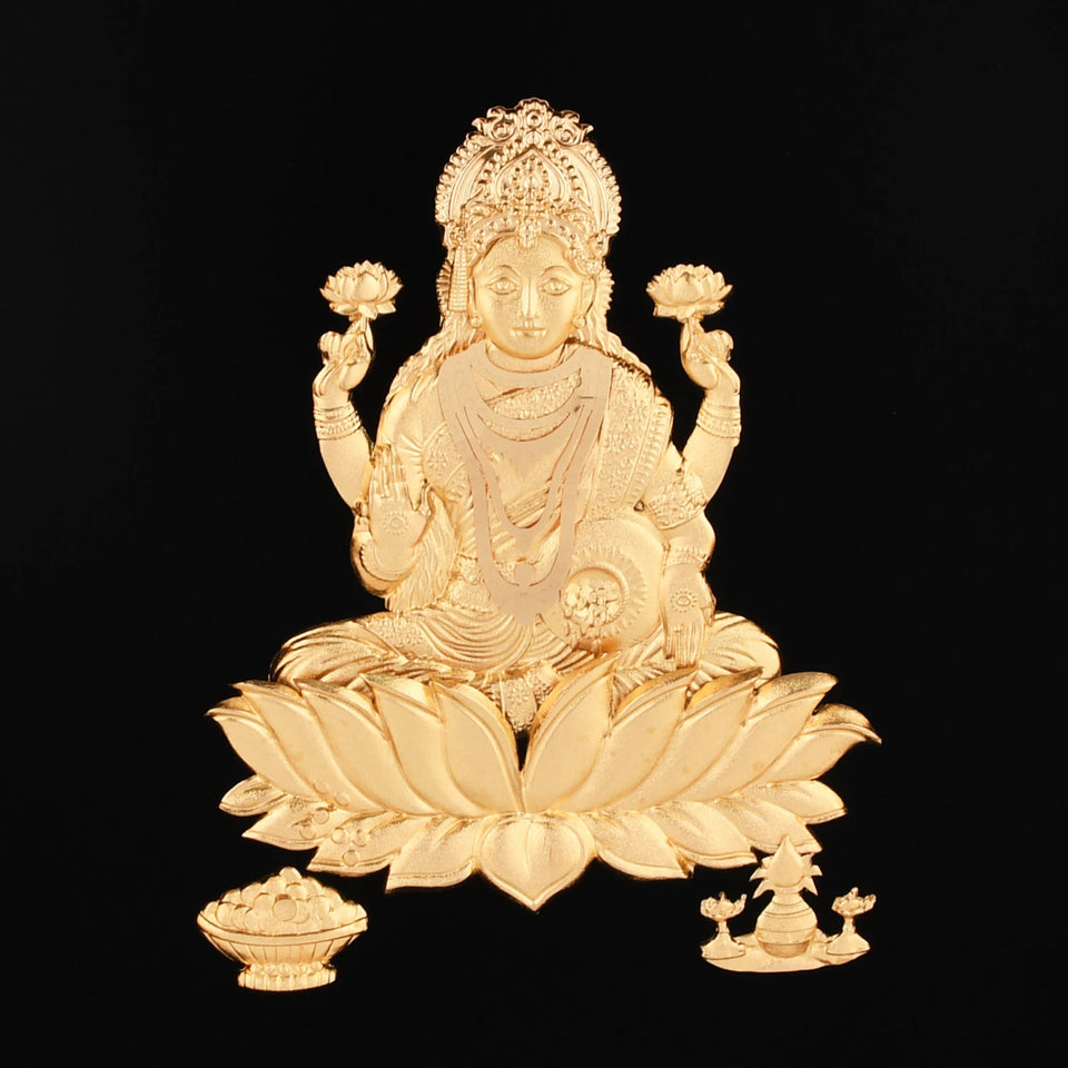 Lakshmi 24K Gold Foil Painting with Shiny Gold Versatile Frame, 8x10 Inches