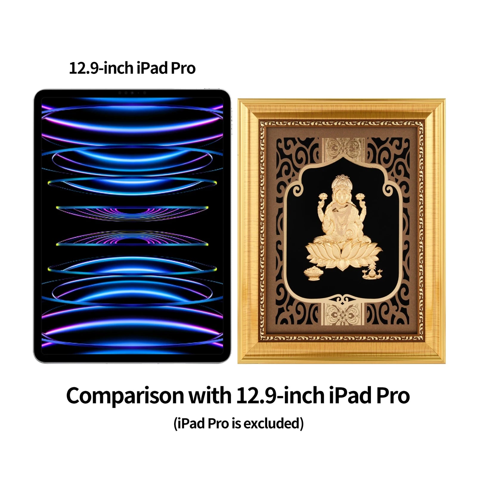 Lakshmi 24K Gold Foil Painting with Shiny Gold Versatile Frame, 8x10 Inches