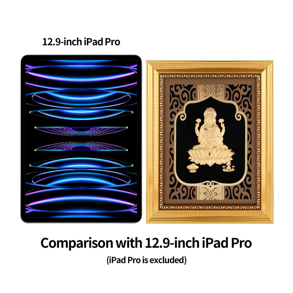 Lakshmi 24K Gold Foil Painting with Shiny Gold Versatile Frame, 8x10 Inches
