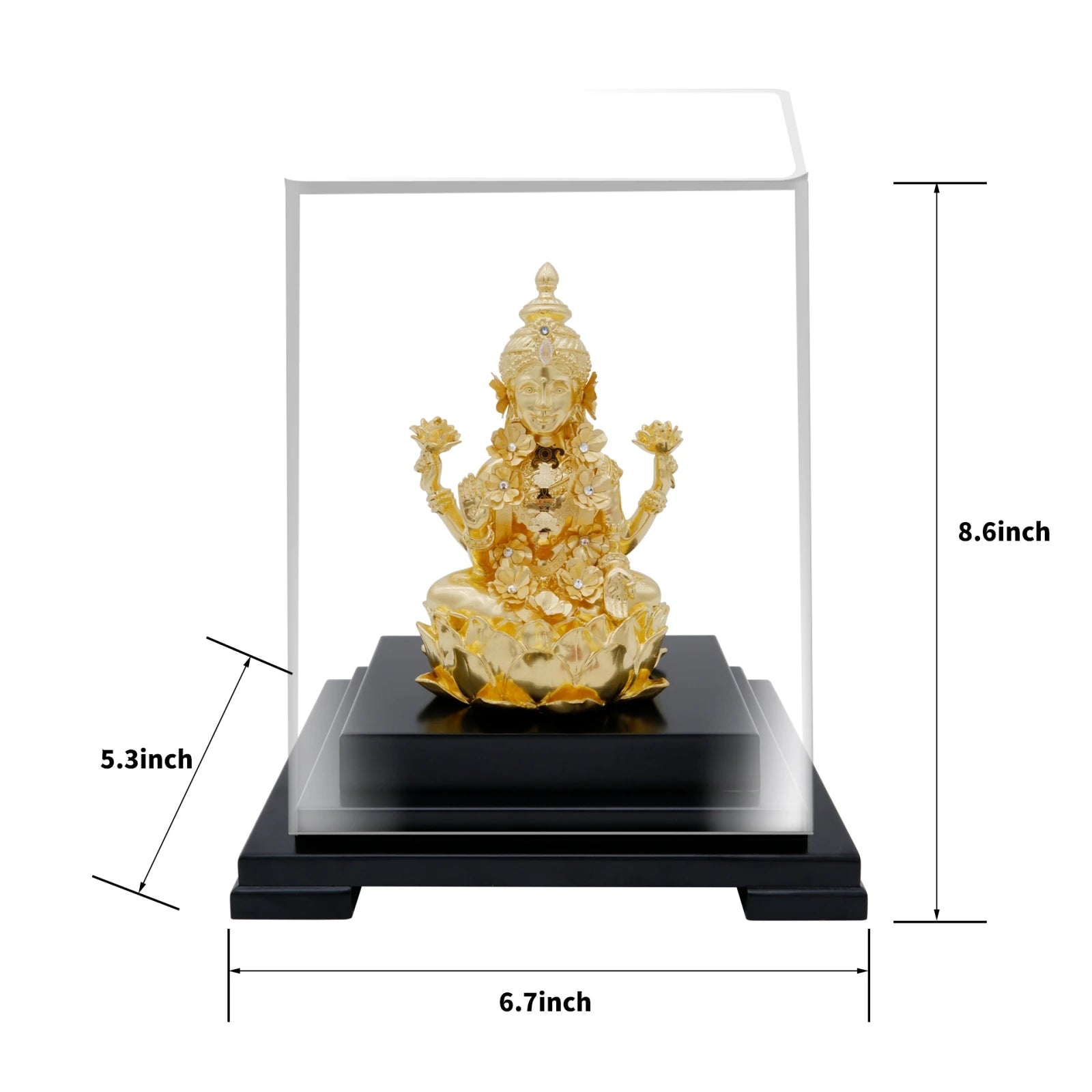 लक्ष्मी जी 24K गोल्ड गिल्डेड प्रतिमा डेस्क डेको, 6.7x5.3x8.7 इंच
