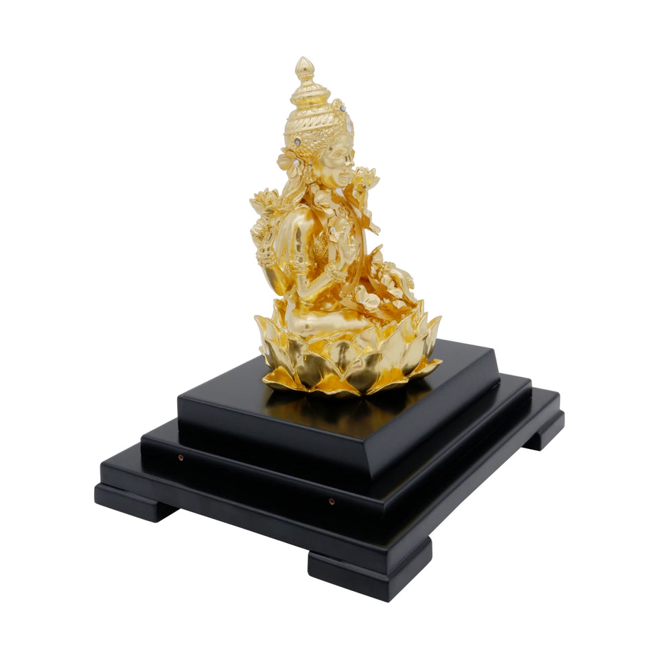 Lakshmi 24K Gold Gilded Statue Desk Deco, 6.7x5.3x8.7 Inches