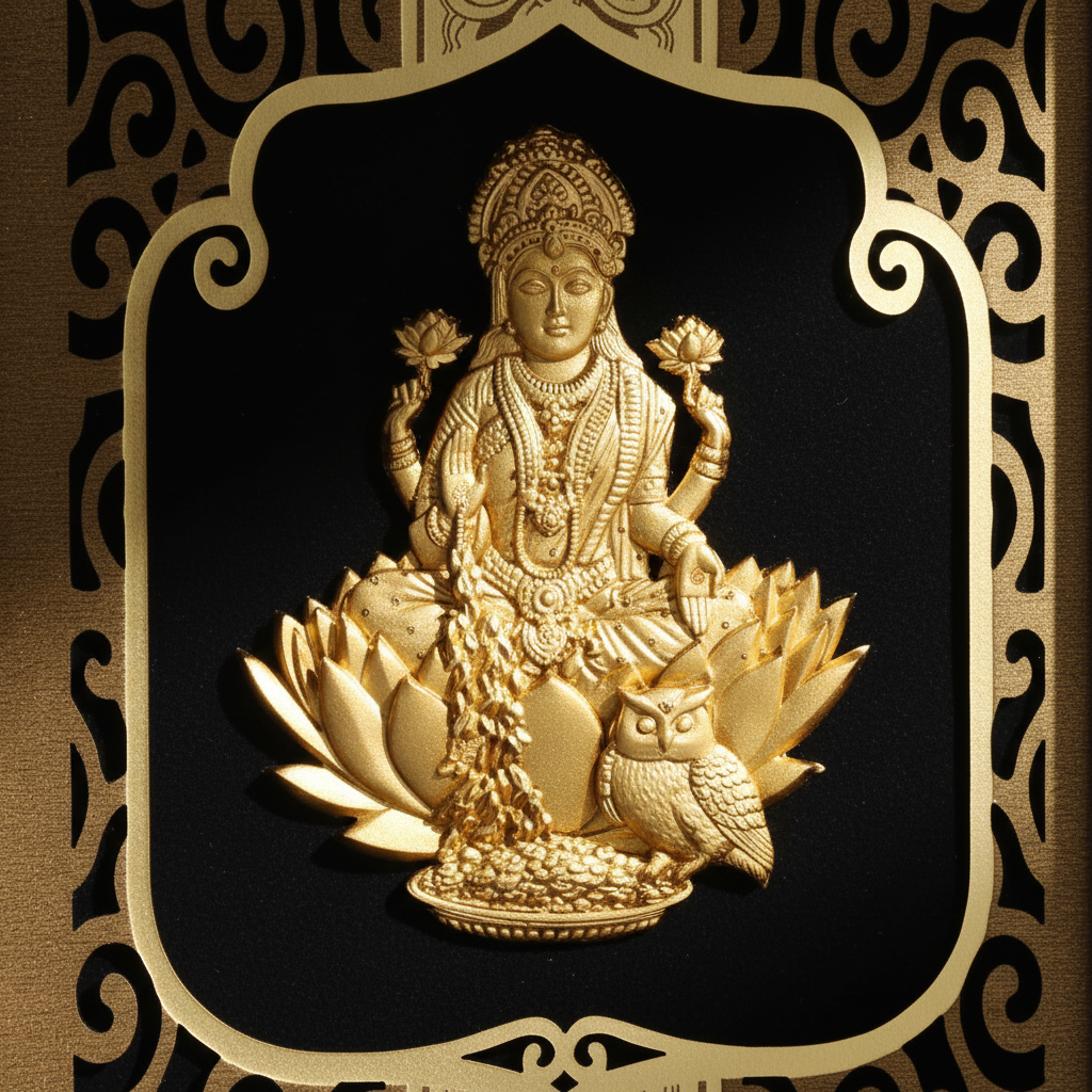 lakshmi-ji-24k-gold-foil-painting-6x7-detail-close-up-3d-relief-lotus-owl-moksha-craft