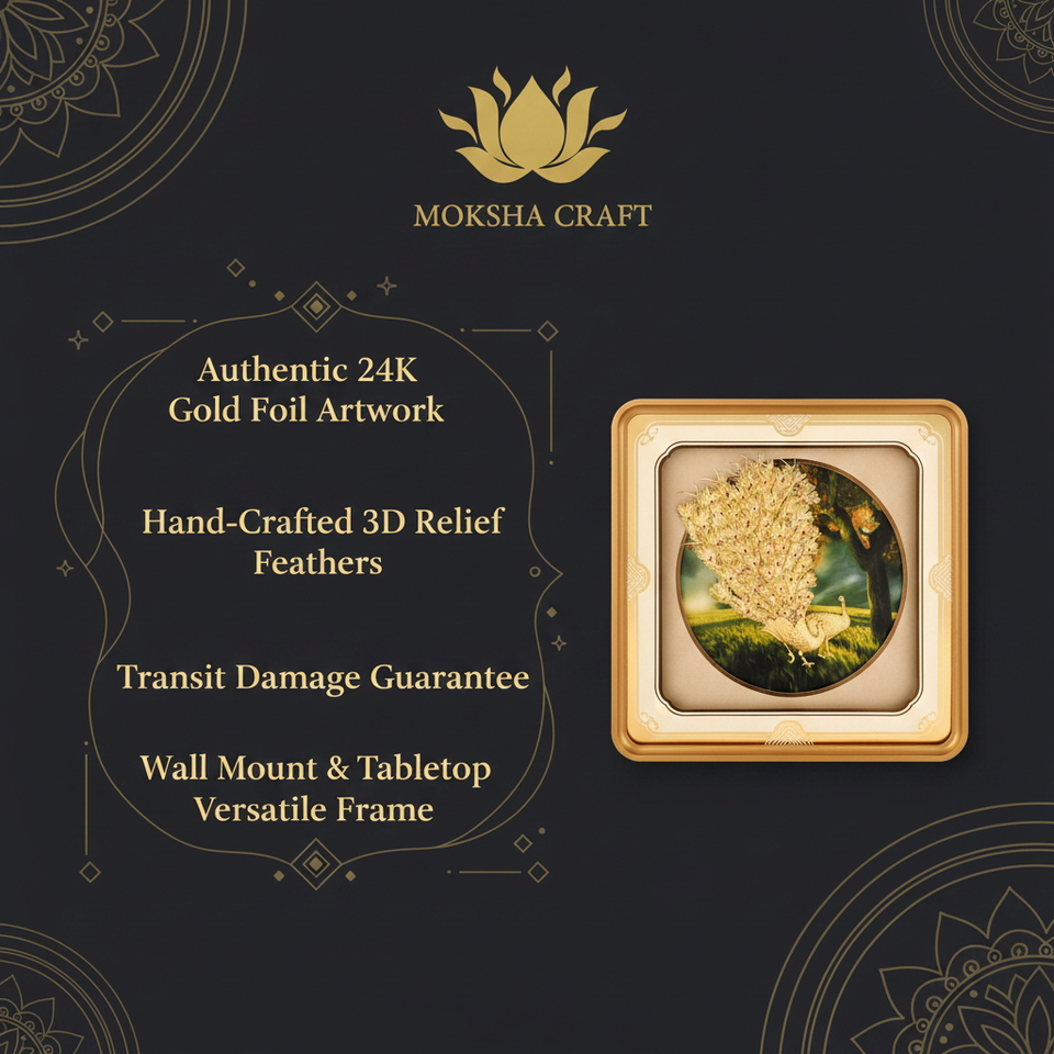 peacock-24k-gold-foil-painting-11x11-brand-infographic-moksha-craft