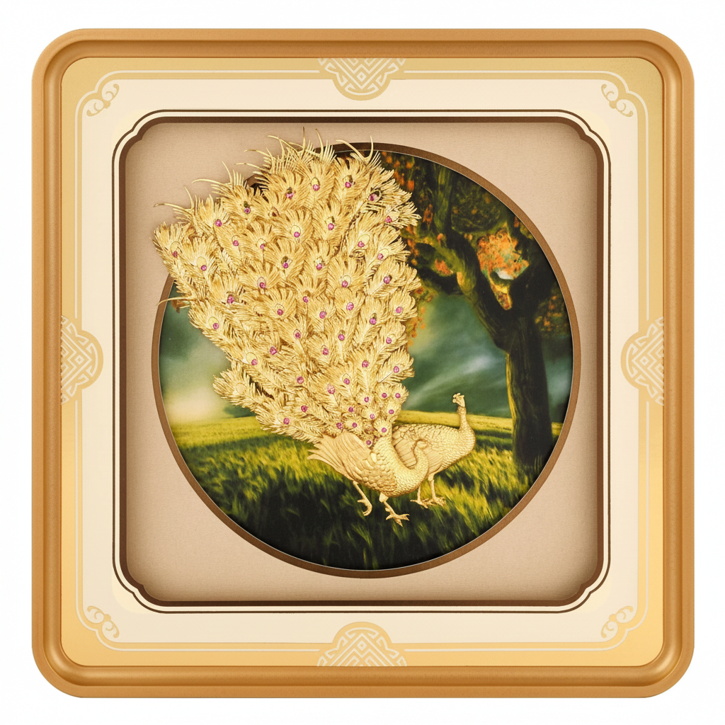 peacock-24k-gold-foil-painting-11x11-hero-shot-white-background-moksha-craft