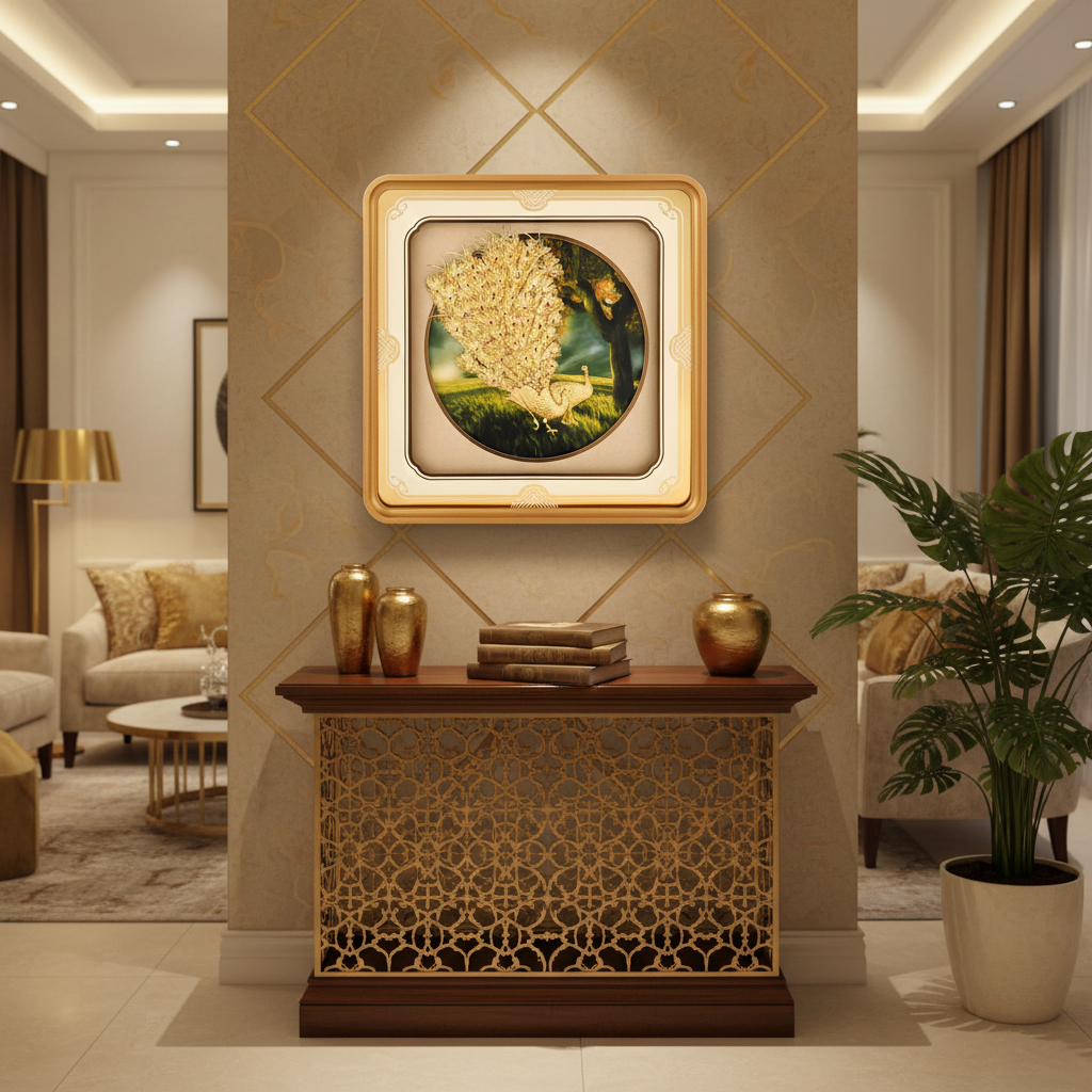 peacock-24k-gold-foil-painting-11x11-living-room-feature-wall-lifestyle-moksha-craft